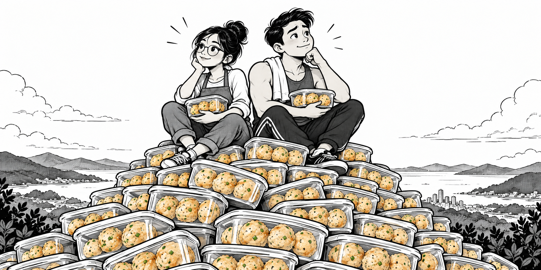 The founders sit atop a mountain of nombo meatballs and decide to share them.